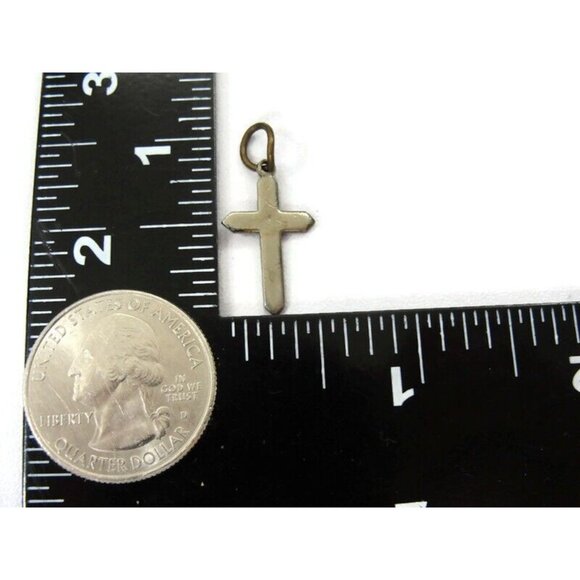 Plain Silver Tone Cross Charm Pendant Patina Vintage - Picture 4 of 8